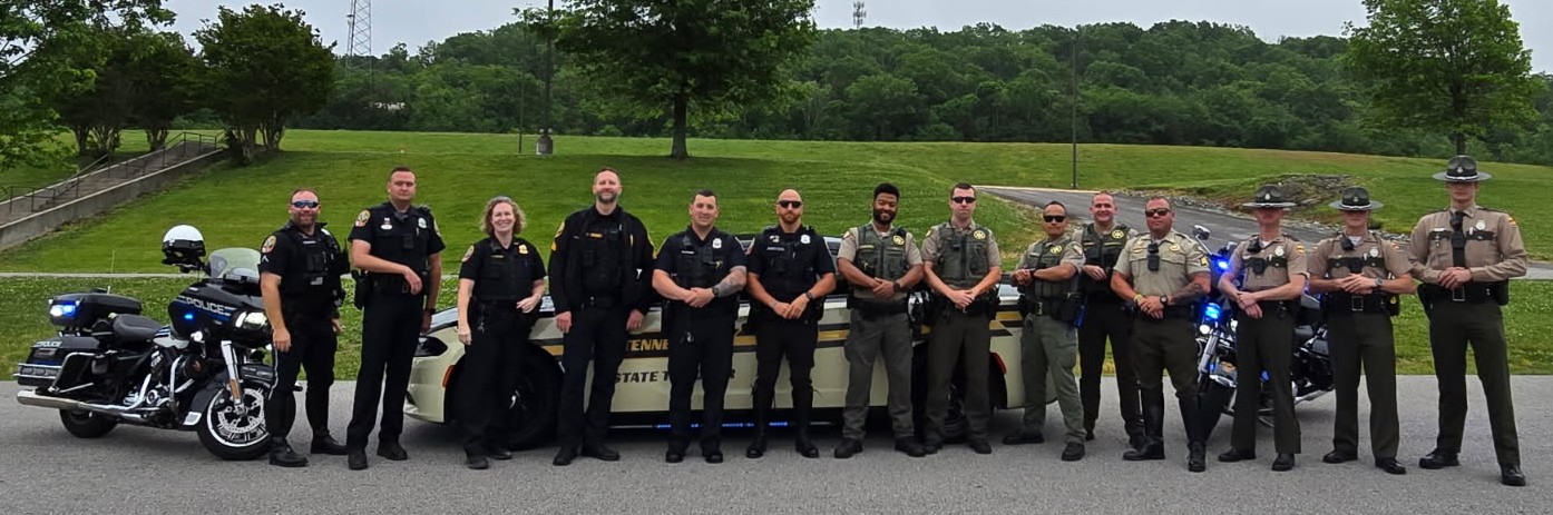 The photo shows more than a dozen law enforcement officers from the Williamson County Sheriff's office, Franklin Police, and the Tennessee Highway Patrol who participated in the April 29th 2026 Hands Free Traffic Operation.