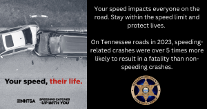 Two car crashes into each to each other. Caption says Your Speed, Your Life, Slow Down TN