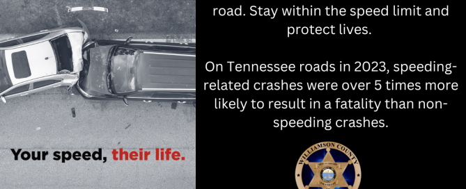 Two car crashes into each to each other. Caption says Your Speed, Your Life, Slow Down TN
