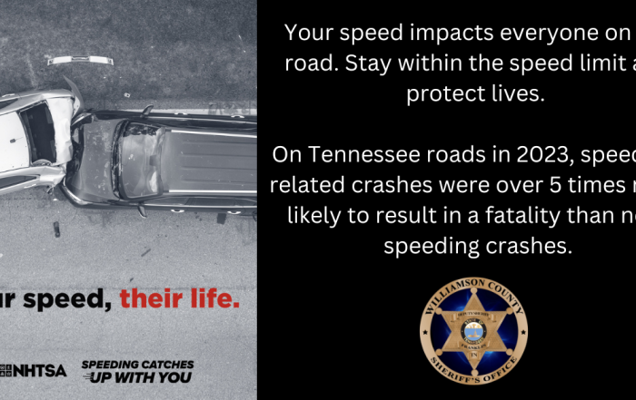 Two car crashes into each to each other. Caption says Your Speed, Your Life, Slow Down TN